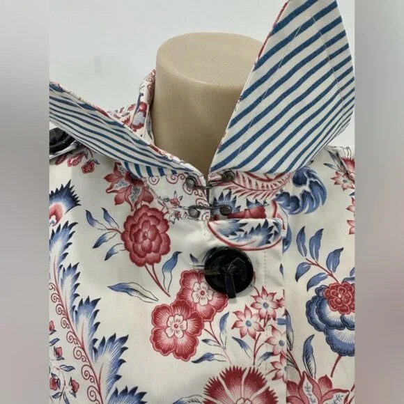 Nanette Lepore Paisley Floral Trench Coat Size Medium - Picture 7 of 12